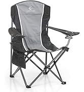 LET'S CAMP Oversized Outdoor Folding Camping Chair, Heavy Duty Arm Chair with Cup Holder and Stor...