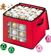 RIDGEPOLE Christmas Visible Ornament Storage Box with Adjustable Dividers,Christmas Ornaments Org...