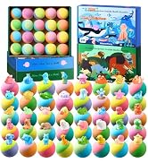 40 Kids Bath Bombs with Surprise Inside, Ocean &amp; Jungle Animal Toys Gift Set with Natural Child-S...