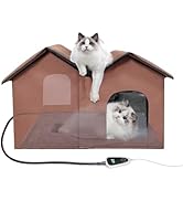 GOLOPET Indoor Heated Cat House, Adjustable Temperature Cat Heating Bed with Timer and Chew Resis...