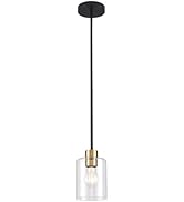 KLSS Black Brass Pendant Lights Kitchen Island - Clear Glass Pendant Light Fixture Multiple Stems...