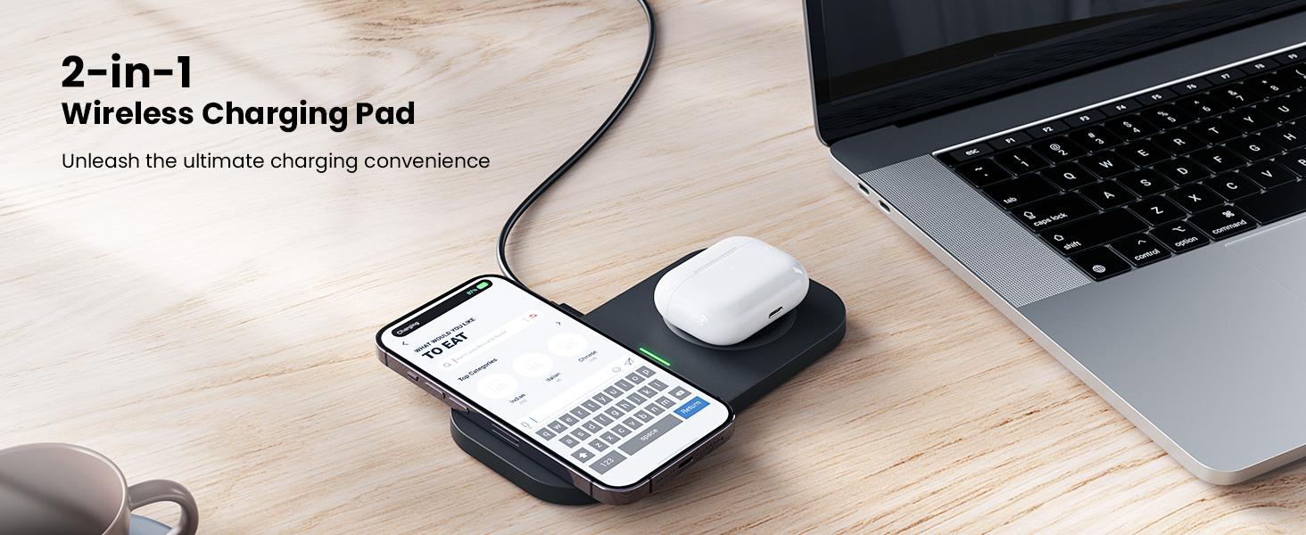 TAMOXI 2 In 1 Dual Wireless Charging Pad 10W Max