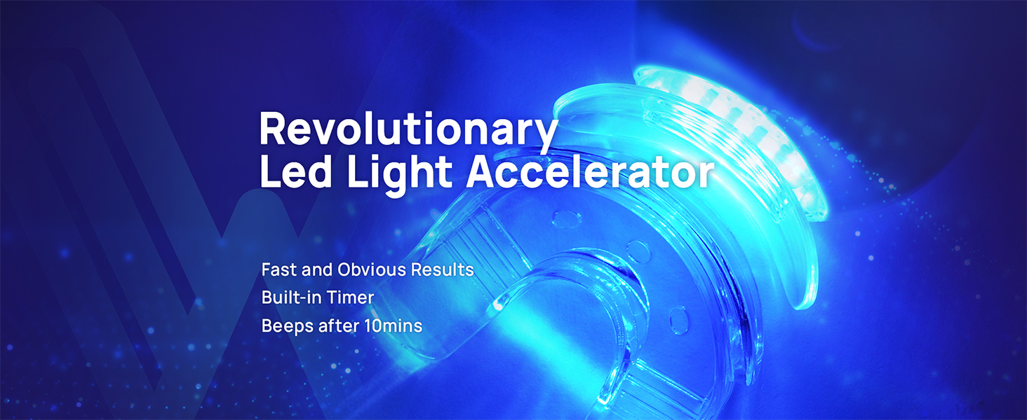 Teeth whitening kit with advanced LED light featuring 5 ultra-bright bulbs ensures effective results