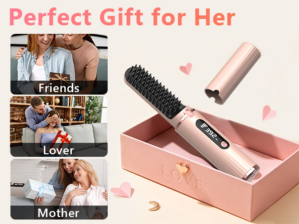 Cordless Hair Straightener Brush, Portable 4500mAh Rechargeable Straightening Comb, MCH Fast Heat