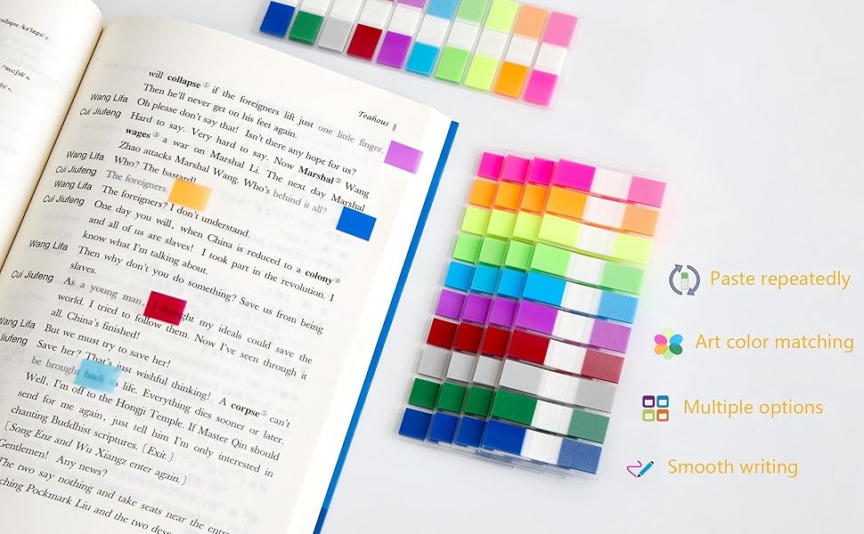 Sticky Tabs Notes Page Marker - 1000Pcs Transparent Pop Up Writable Colored Book Index Tab