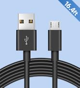 16.4ft 5M Micro USB Cable, Charging and Data Sync, USB-A to Micro USB Power Extension Cable for C...