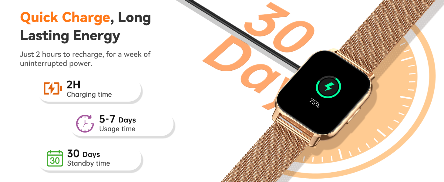 smart watch for iphone compatible; Excellent battery life