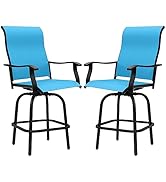Maemttes 2 Piece Outdoor Patio Swivel Bar Stools, Bar Height Patio Chairs with Textilene Farbic, ...