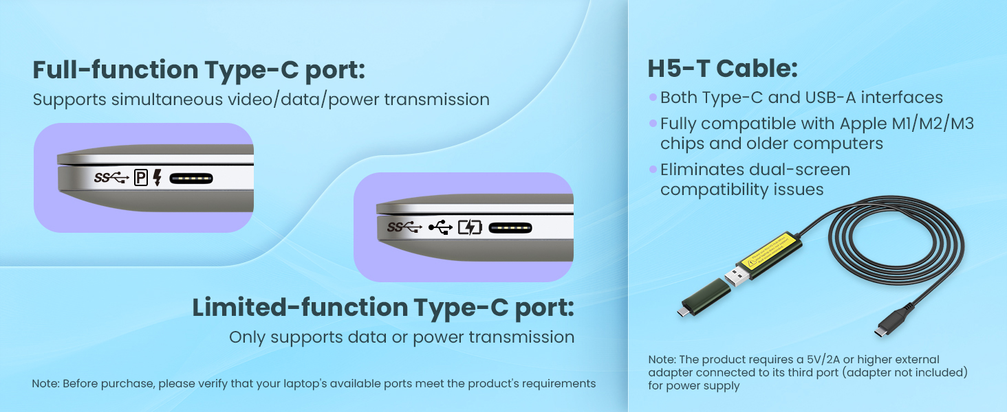 Full-function Type-C Port &amp;amp; H5-T Cable