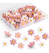GOOLADA 36 Pieces Flowers Push Pins,3 Colors Cute Push Pins, Decorative Thumb Tacks for Cork Boar...