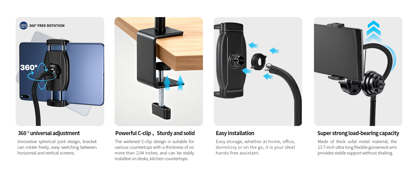 Gooseneck iPad Holder Clamp Mount