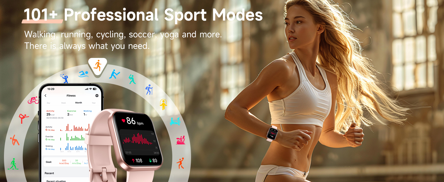 Smartwatch with Bluetooth Calls, Heart Rate/Sleep/SpO2 Monitor, IP68 Waterproof Fitness Tracker