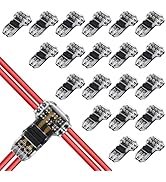 Low Voltage T Tap Wire Connectors, 3 Way Solderless No Stripping, Fits 24-20 AWG Stranded/Solid, ...