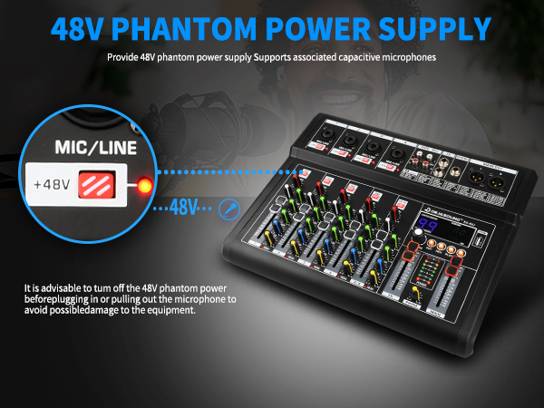 6 Channel Audio Mixer,Audio Mixer,Mixing Console