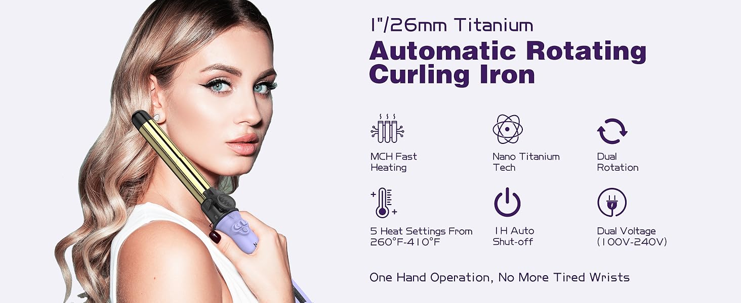rotating curling iron 1 inch