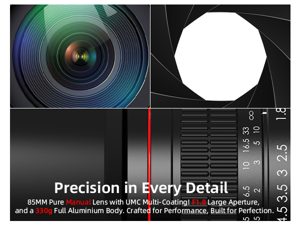 Lightdow 85mm F1.8 Medium Telephoto Manual Focus Full Frame Portrait Lens