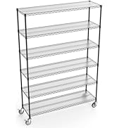 Donext 6-Tier storage shelves wire shelving, 6000 LBS NSF Adjustable metal shelving with wheel, W...