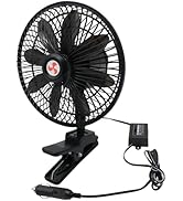 YQSIYU 8” Car Truck RV Clip Fan,12 Volt Truck Fans that Blow Cold Air,12V RV Cooling Fan with 2-S...