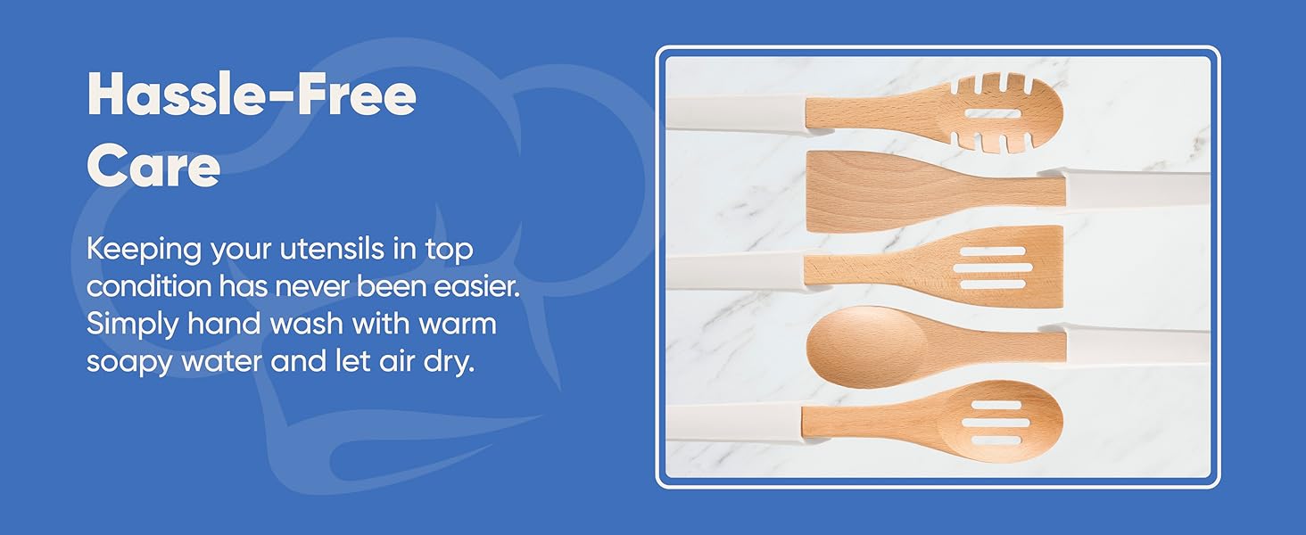Wooden Cooking Utensils Set White 