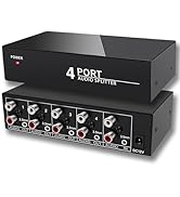 FlyroadUp 3.5mm Aux + RCA L/R Audio Splitter 1 in 4 Out Stereo Analog Audio Distributor Box