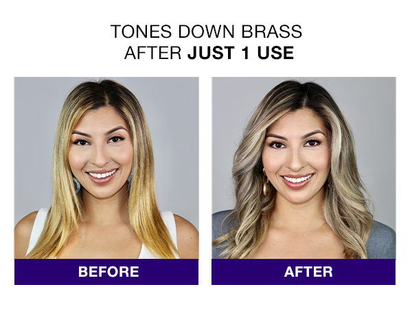 Clairol Shimmer Lights purple shampoo tones down brass after just one use