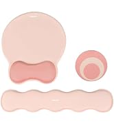 MOSISO Mouse Pad with Wrist Support&amp;Wave Shaped Keyboard Wrist Rest, Curved Ergonomic Mousepad wi...