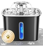 Veken Innovation Award Winner Stainless Steel Cat Water Fountain, 95oz/2.8L Automatic Pet Fountai...