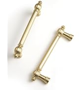BEILEIOU Brushed Gold Zinc Alloy Cabinet Pulls - 3-3/4"(96mm) Hole Center Classic Vintage Drawer ...