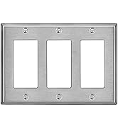 BESTTEN 3-Gang Decorator Metal Wall Plate with White or Clear Plastic Film, Standard Size, H4.50"...