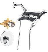 BRIGHT SHOWERS Dual Shower Head System with Handheld and Rainfall Shower, Shower Faucet Set with ...