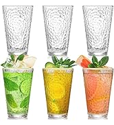 Frcctre 6 Pack Vintage Drinking Glasses, 11 Oz Romantic Water Glasses Premium DrinkingTumblers Hi...