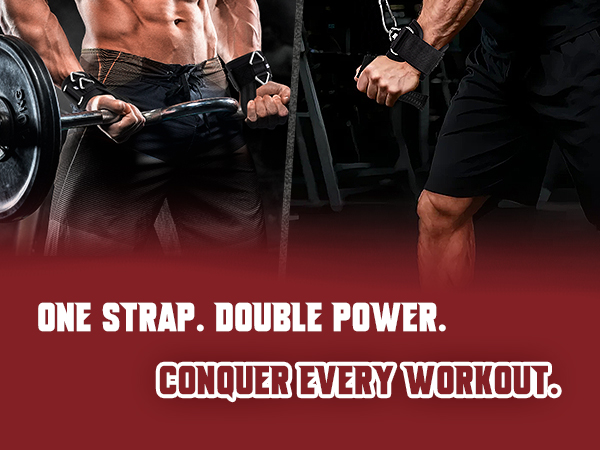 Demonstration of the 2-in-1 lifting straps being used for deadlifts and cable machine exercises