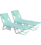 SunnyFeel Lounge Beach Chair for Adults with Face Hole, Backpack Reclining Beach Chairs Lay Flat,...