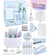 LXEVIHK White Desk Organizers and Accessories With Mesh Desk Organizer and 360°Rotating Pen Holde...