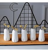 MOUGIGI Set of 5 Cute Ghost Mini Bud Vases for Halloween Decor - Handmade Miniature Ceramic Vases...