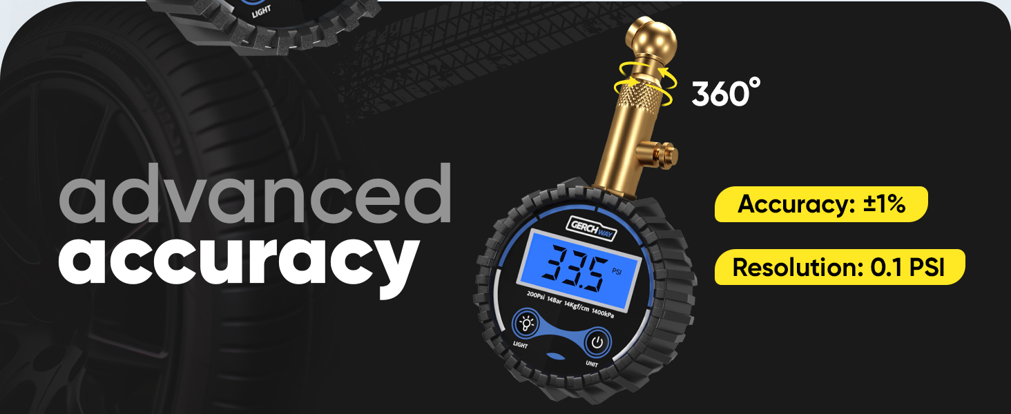 Accurate digital air pressure gauge for tires