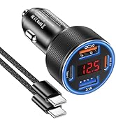 Car Charger for iPhone 17 16 15 Pro Max, Besgoods 4-Port Cigarette Lighter Adapter USB C &amp; USB A ...