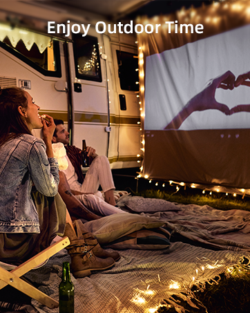camping with 4k projector