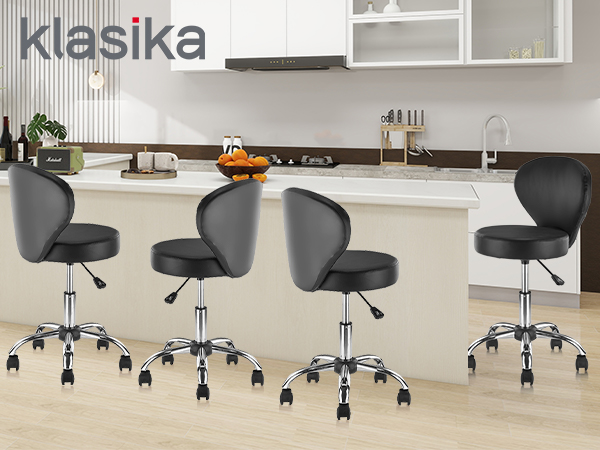 PVC Faux Leather Rolling Swivel Salon Stool Chair