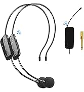 Wireless Microphone System for TWO People, 165 ft Long Range Stable Wireless Transmission, One fo...