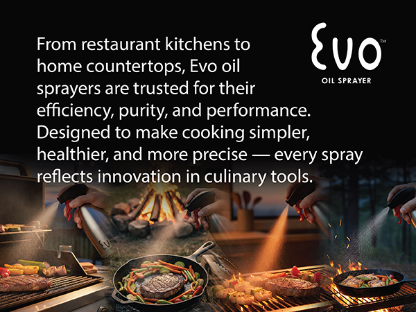Evo Oil Sprayer 18/8 Stainless Steel, Non-Aerosol for Olive, Cooking Oils, and Vinegars