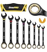 GRENPRO Ratcheting Wrench Set Metric And Standard, 9PC 8-19 mm 72Th Long Big Box Open End Ratchet...