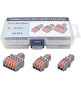 YQSIYU Compact Lever Splicing Wire Connectors kit 1 in 2,3,5 Out Lever Wire Nut, 10 Pcs Quick Con...