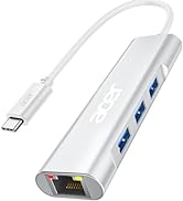 Acer USB C to Ethernet Adapter, 4-in-1 USB C Hub with 3 USB A 3.1 &amp; 1Gbps RJ45 Network, USB C to ...