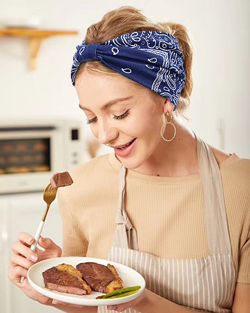 Women's wide headband knotted non-slip headband soft cashew textured headband hair accessories
