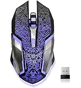 VEGCOO Wireless Gaming Mouse, C8 Wireless Rechargeable Mouse with Colorful LED Lights and 2400/16...