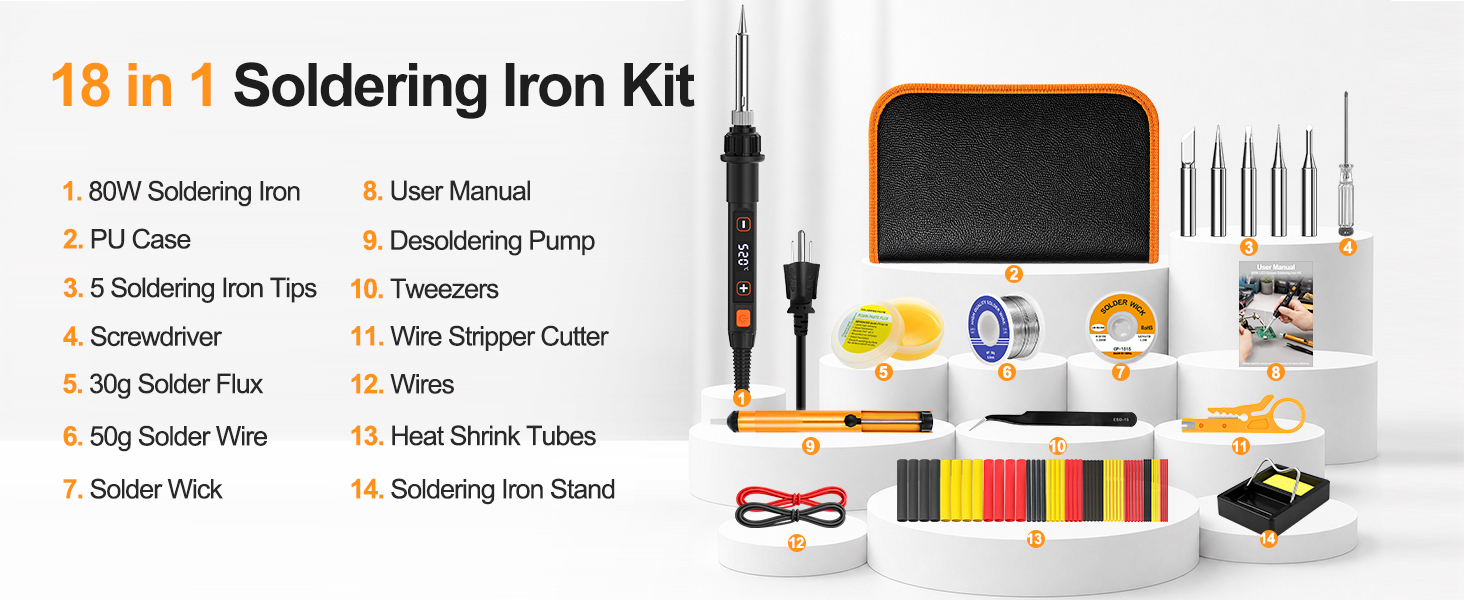 Soldering Iron Kit 80W LED Adjustable