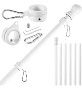 BONWIN White Flag Pole Kit for Outside House, 7 FT Thickened Stainless Steel Wall Mount Flag Pole...
