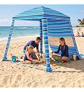 HOMEDEMO 6'×6' Beach Cabana, Beach Canopy Tent Easy Set up and Take Down with Sand Pockets, Big S...