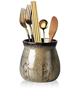 Ceramic Utensil Holder,Porcelain Utensil Crock Easy to Clean - 30oz (Gradient Gray)